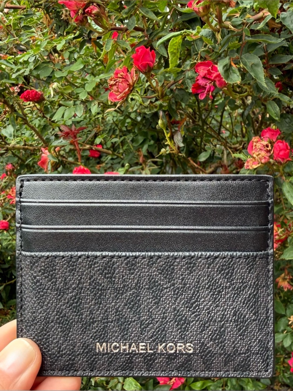 MICHAEL KORS Copper Signature Leather Card Case